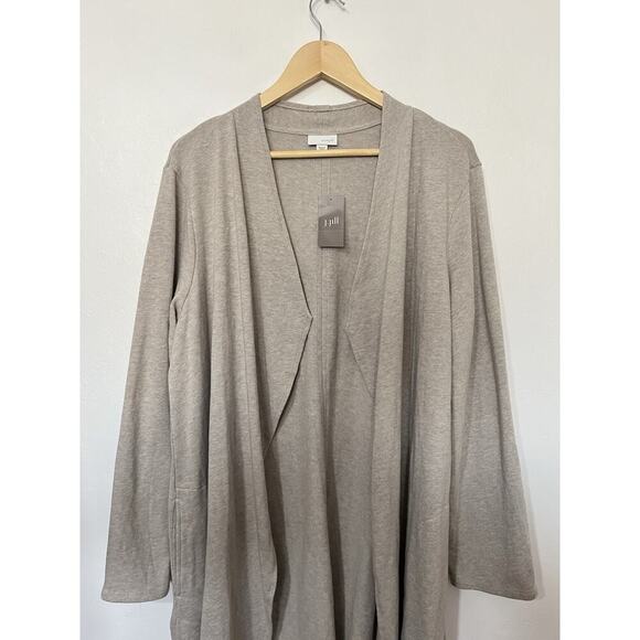 J Jill Womens Open Front Draped Cardigan Size 1X Natural Lagenlook Travel NWT - Picture 3 of 8